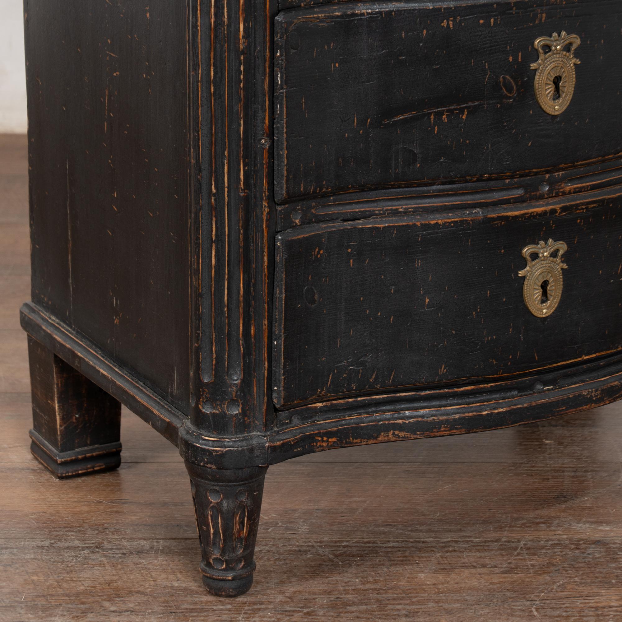 19th Century Swedish Stone Top Black Small Chest of Three Drawers For Sale 8