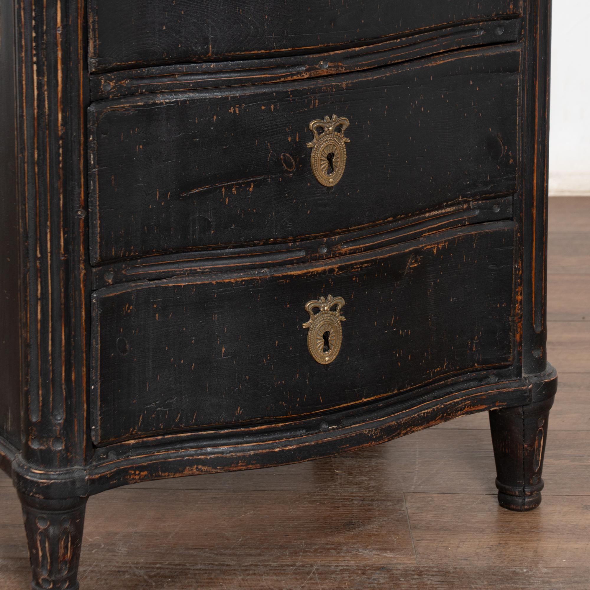 19th Century Swedish Stone Top Black Small Chest of Three Drawers For Sale 9