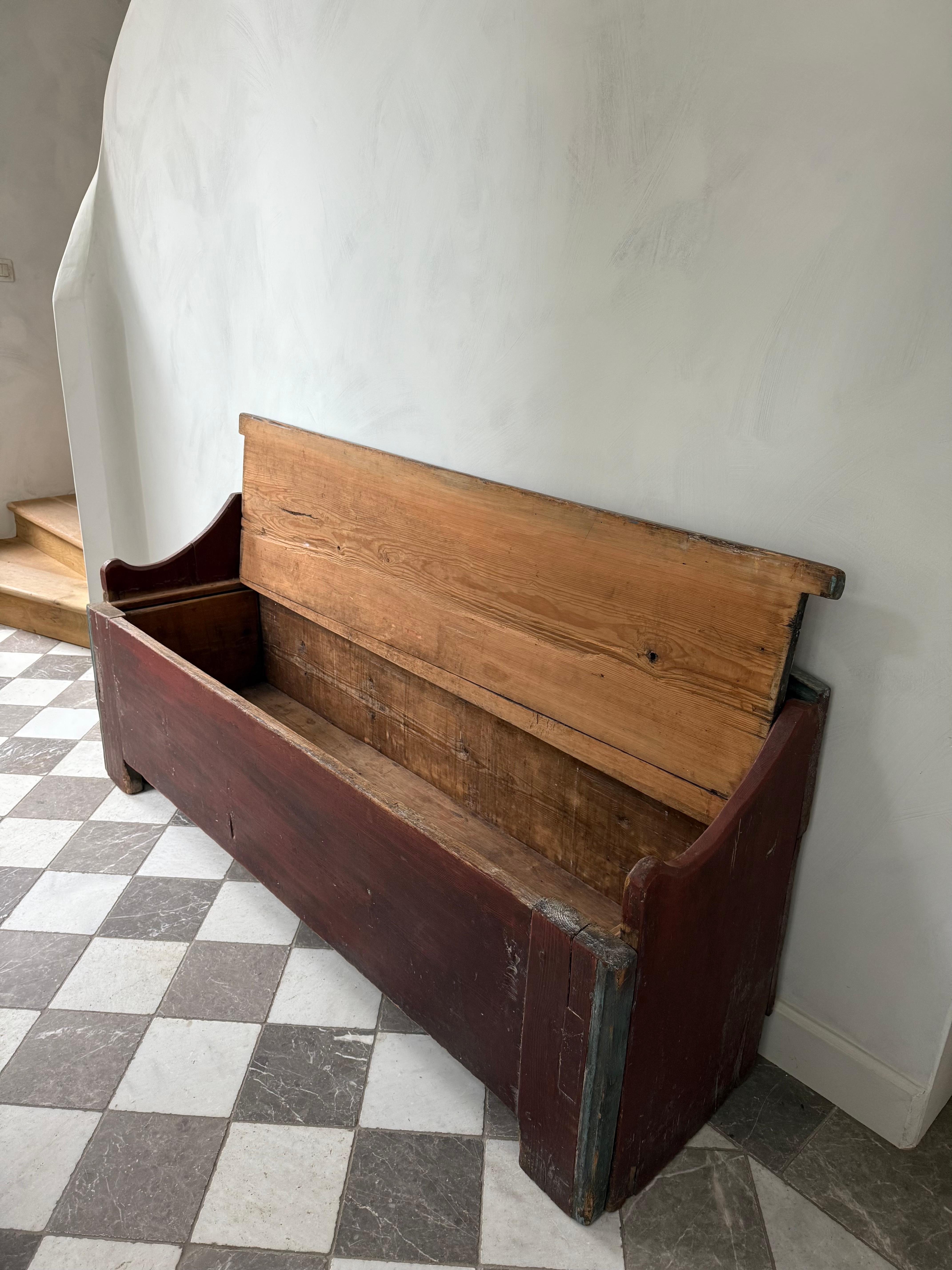Country 19th Century Swedish Storage Bench For Sale
