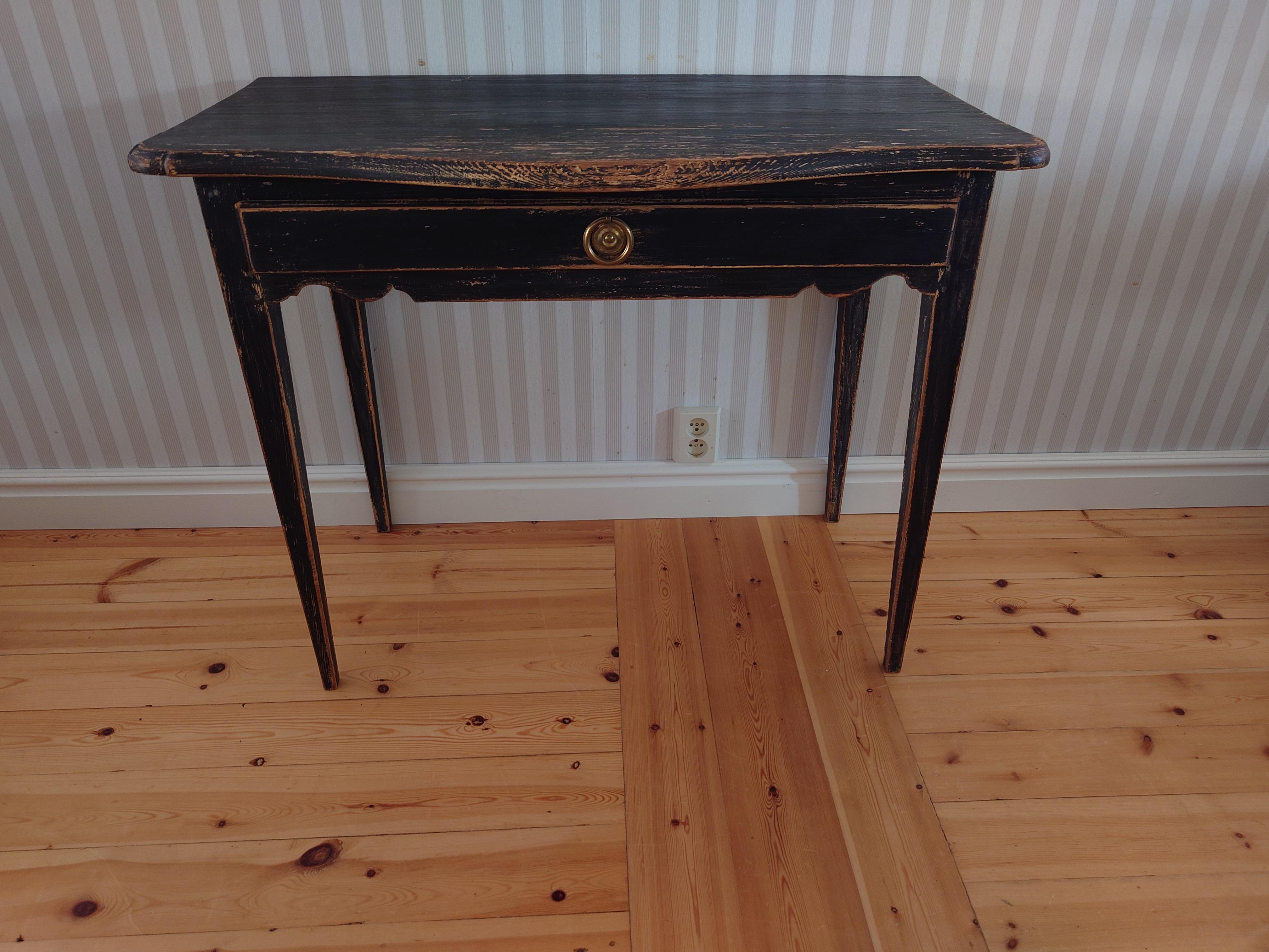 Hand-Carved 19th Century Swedish table in  transition between Rococo & Gustavian