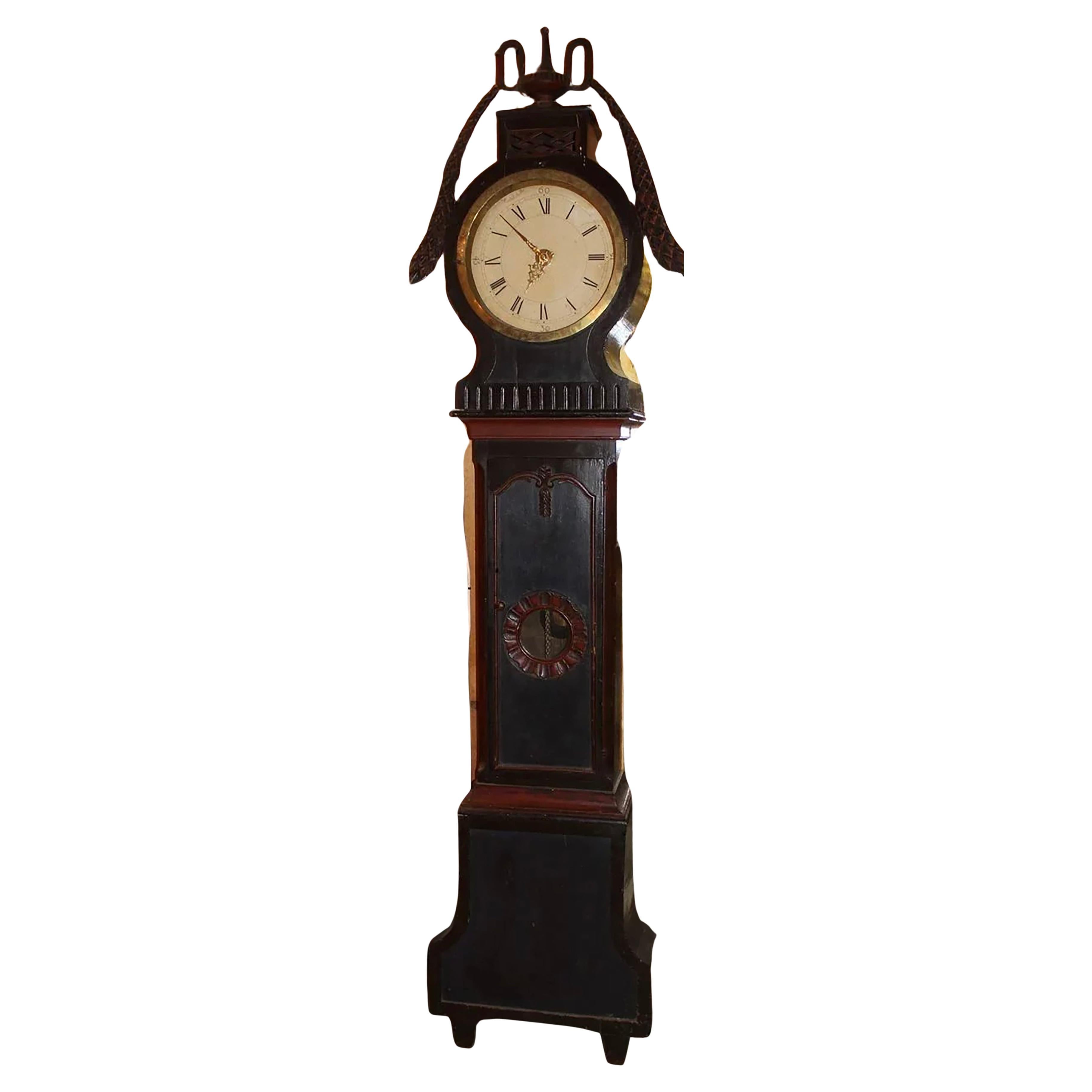 Horloge suédoise du 19ème siècle avec boîtier peint