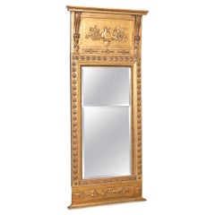 19th Century Swedish Tall Gold Gilt Trumeau Mirror