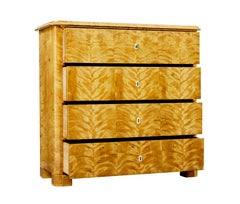 19th century Swedish tiger birch chest of drawers
