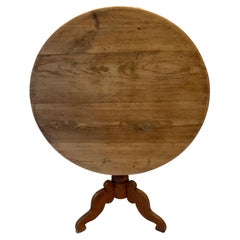 19th Century Swedish Tilt Top Oak and Pine Round Dining or Side Table