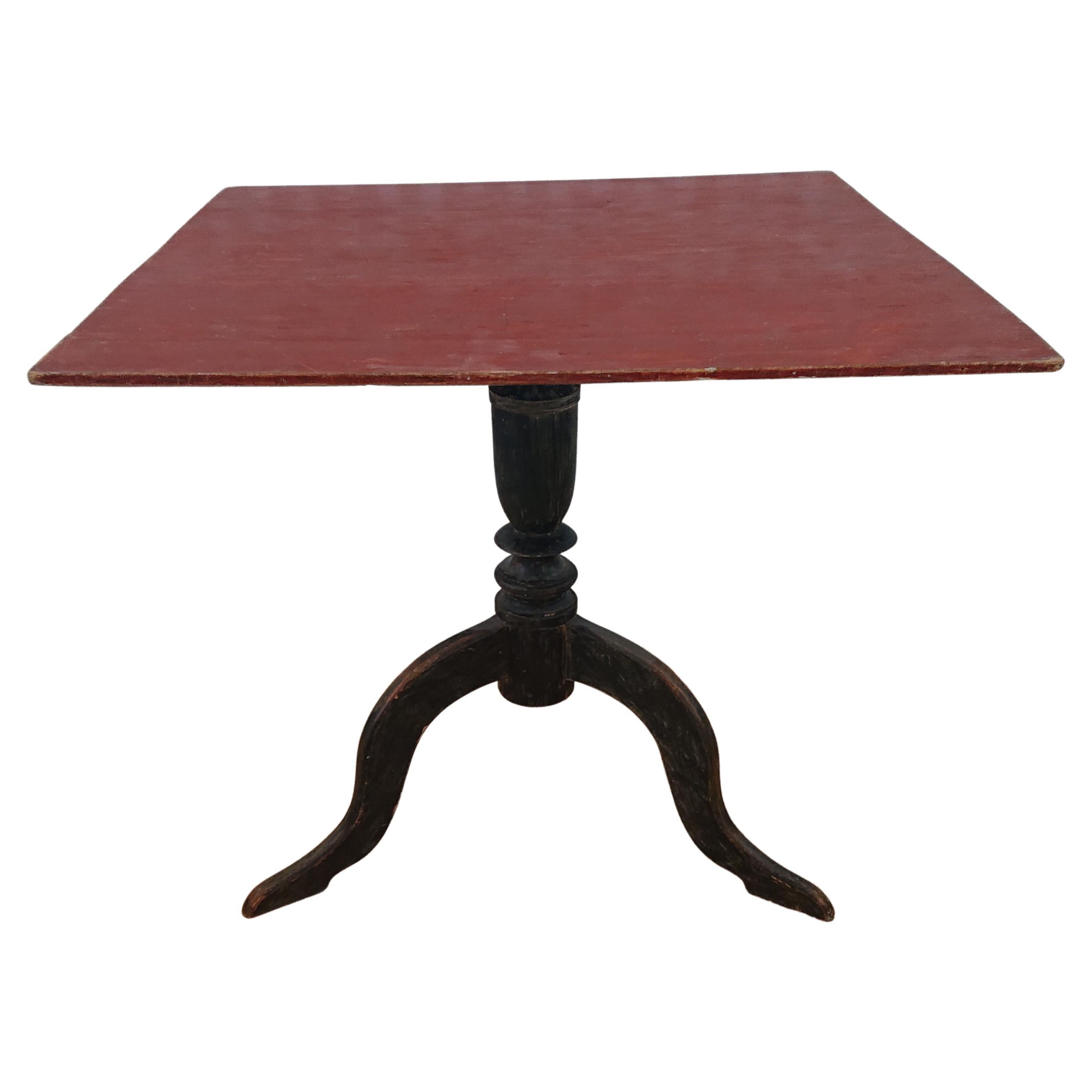 19th Century Swedish Tilt Top Table / Pedestal Table with Original Paint For Sale