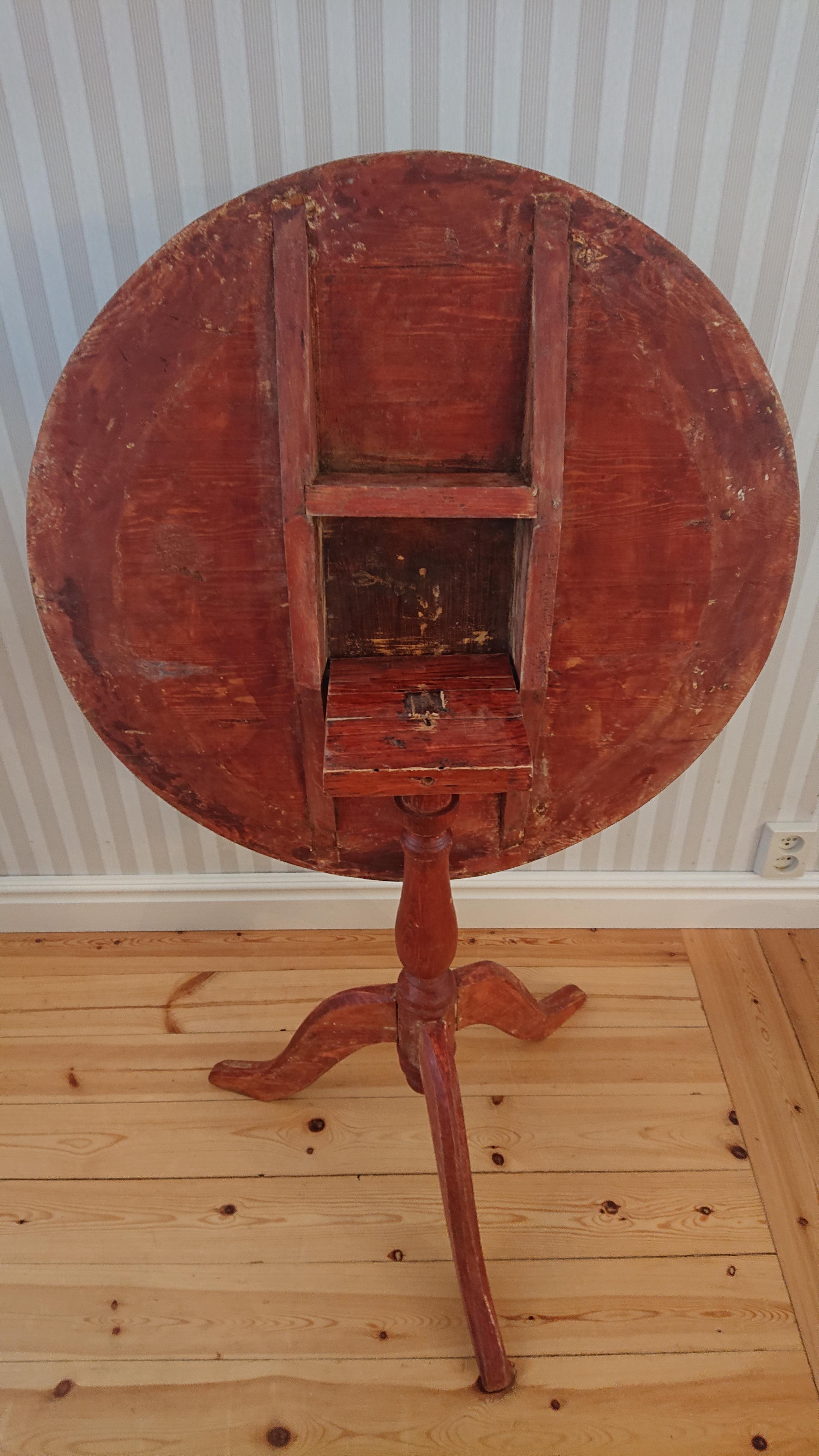 19th Century Swedish Tilt Top Table / Pillar Table with Original Paint For Sale 4