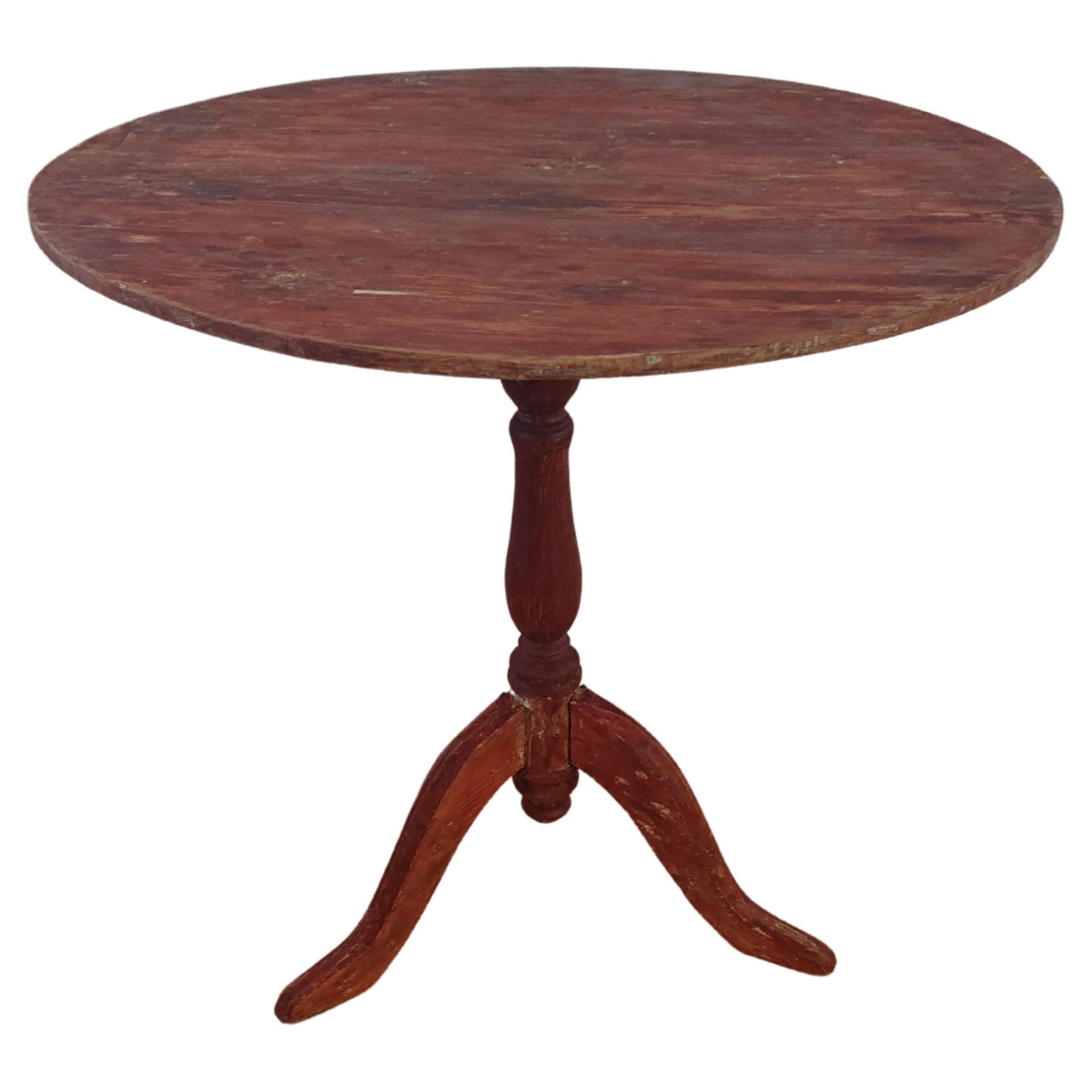 19th Century Swedish Tilt Top Table / Pillar Table with Original Paint For Sale