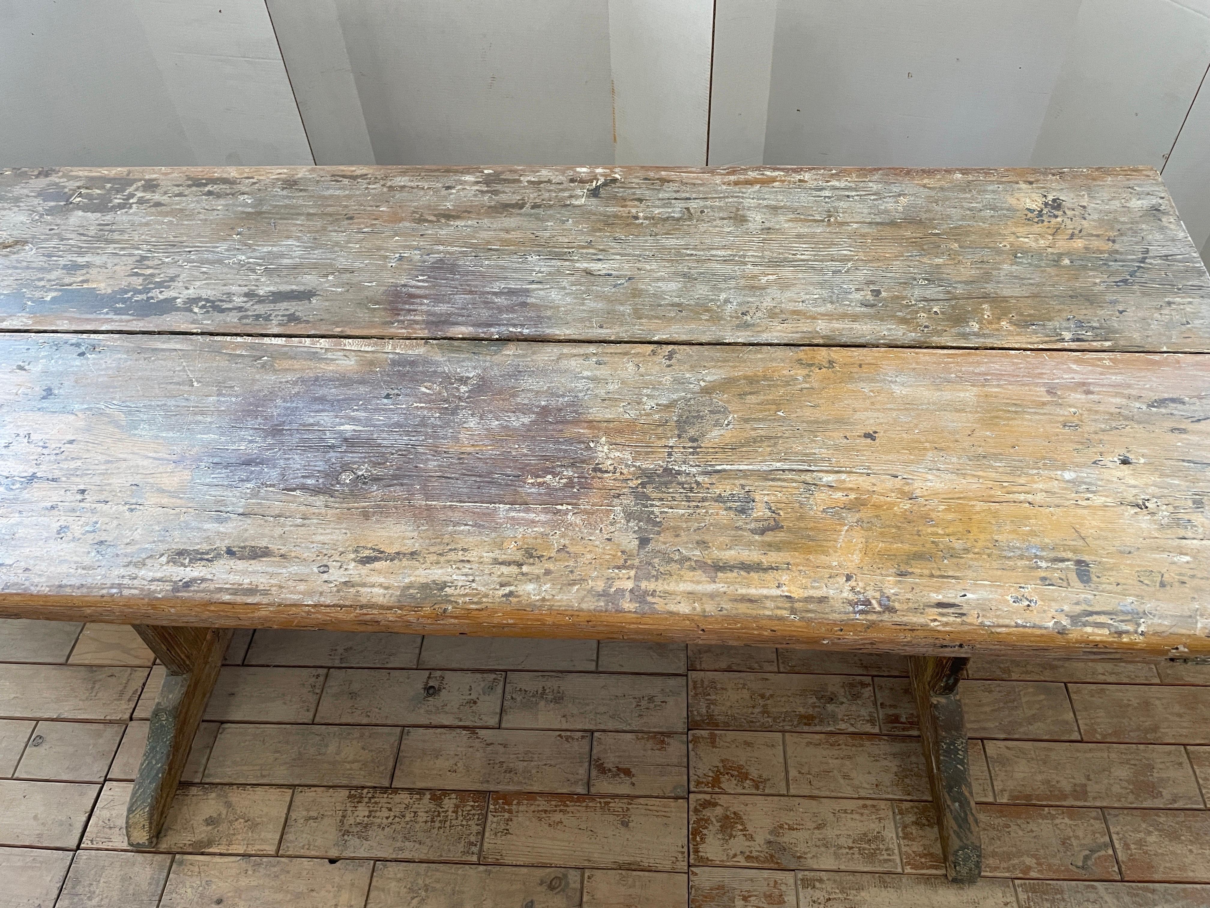 Talk about patina. This circa 1800s wooden table from Sweden has the most beautiful colors of paint woven into the wood with time. It’s the perfect farm style table for 4 to 8 people depending on the width of chairs. It’s easy to transport as it