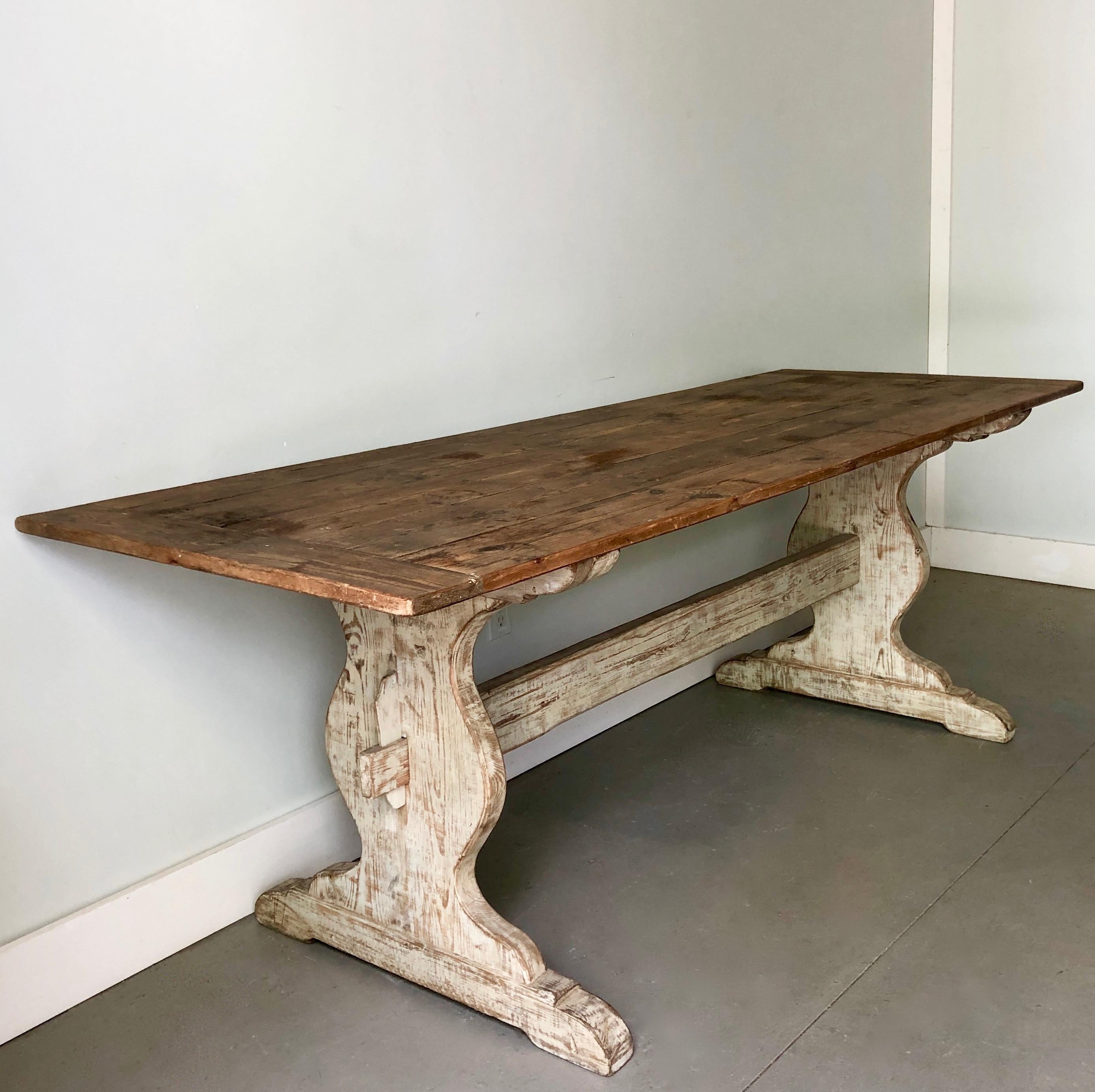 19th century Swedish trestle table in style in “Allmogestil,