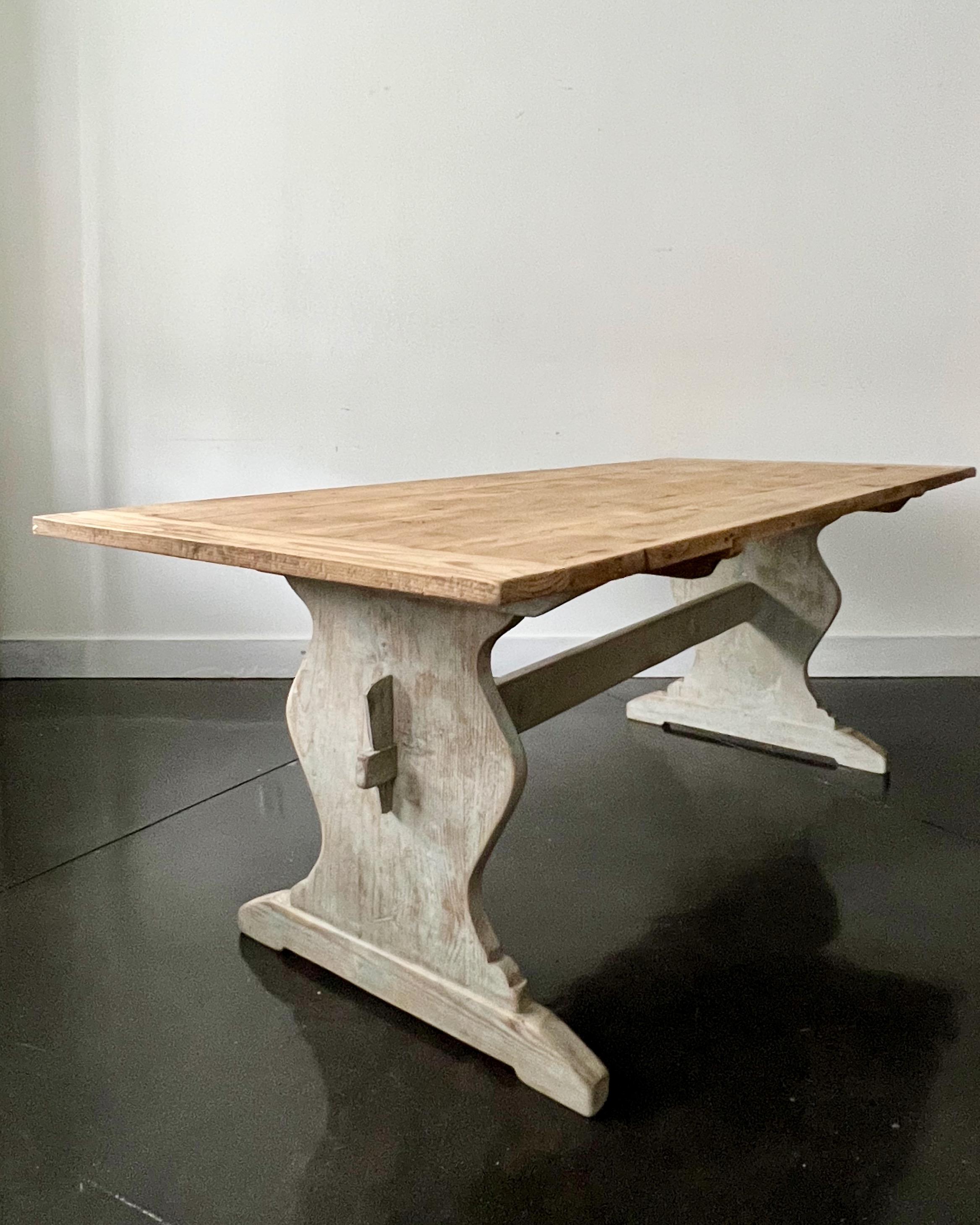 19th century Swedish trestle table in style in “Allmogestil,