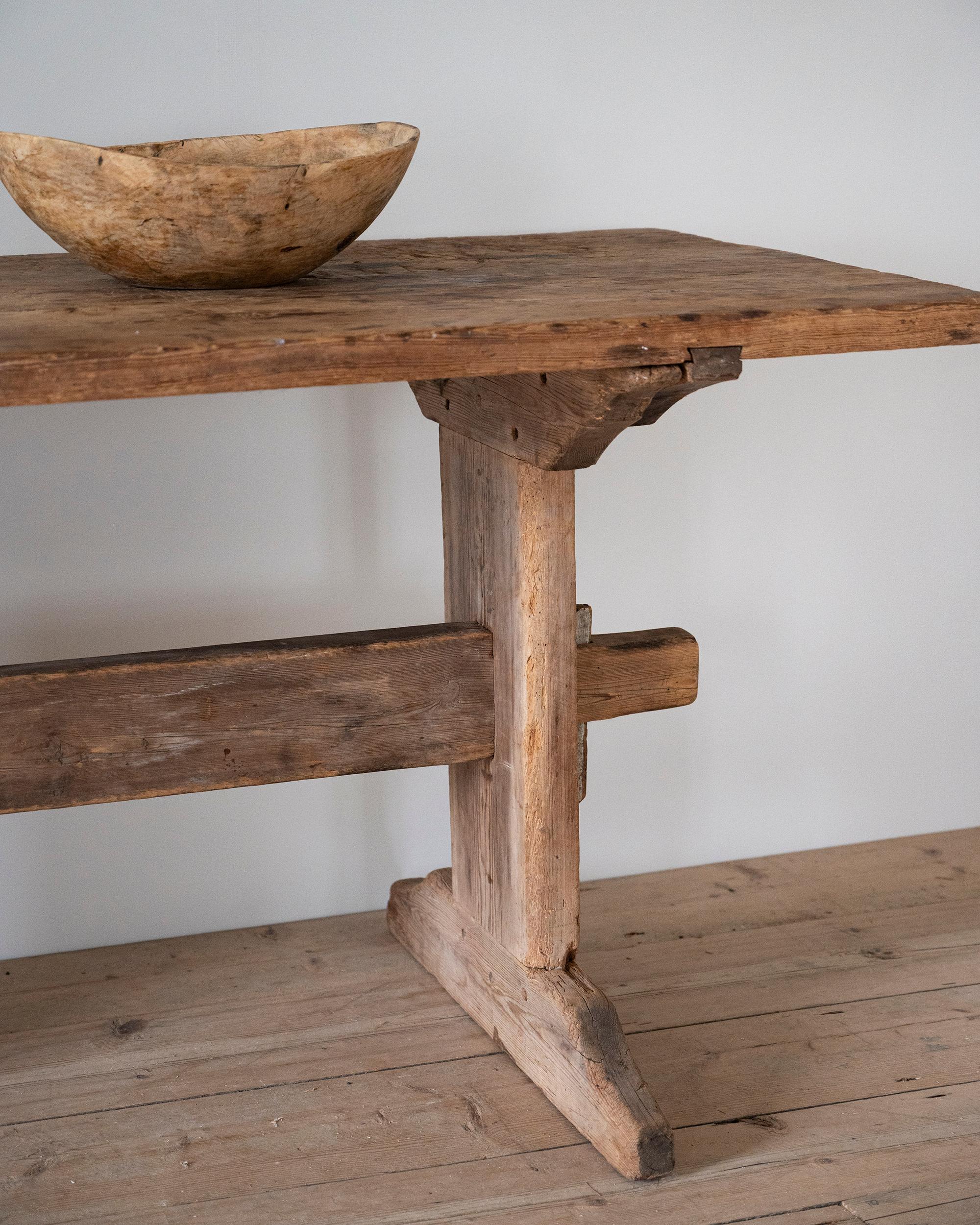 Hand-Crafted 19th Century Swedish Trestle Table For Sale
