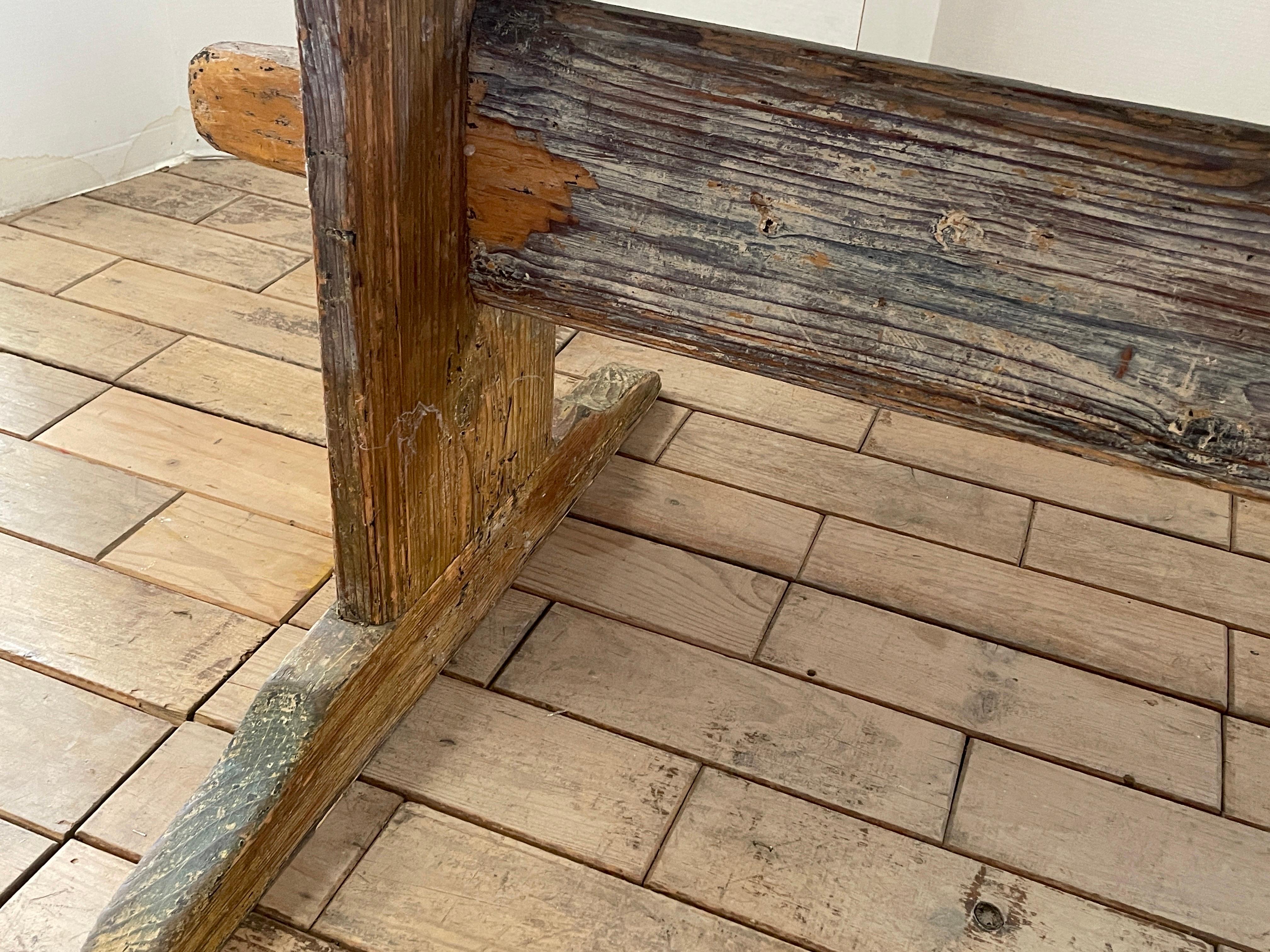 19th Century Swedish Trestle Table In Good Condition For Sale In Houston, TX
