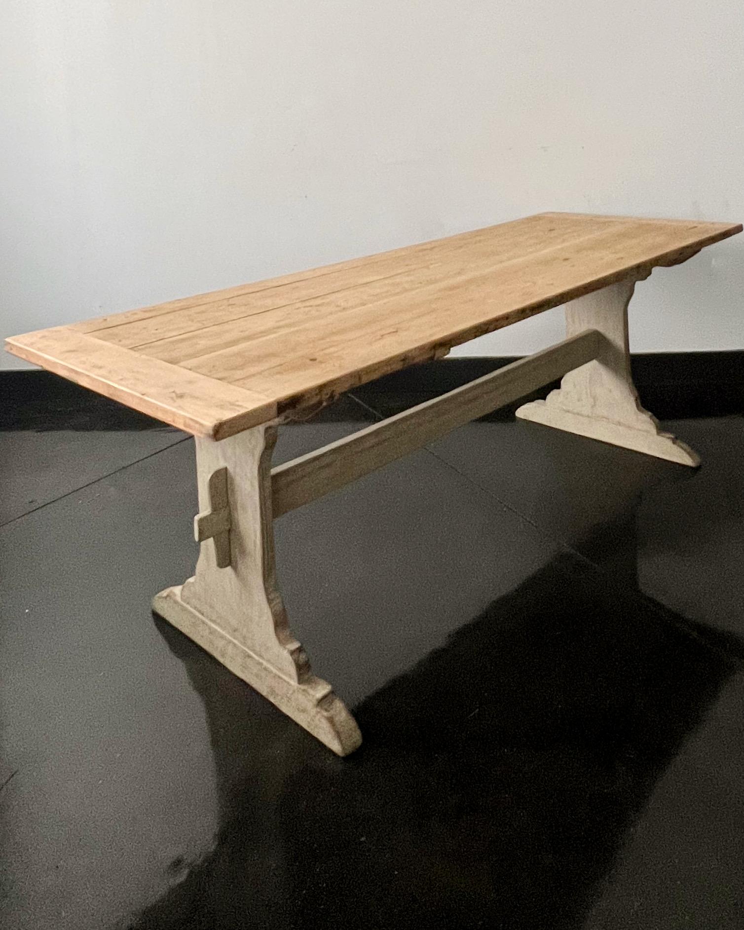 19th Century Swedish Trestle Table In Good Condition In Charleston, SC