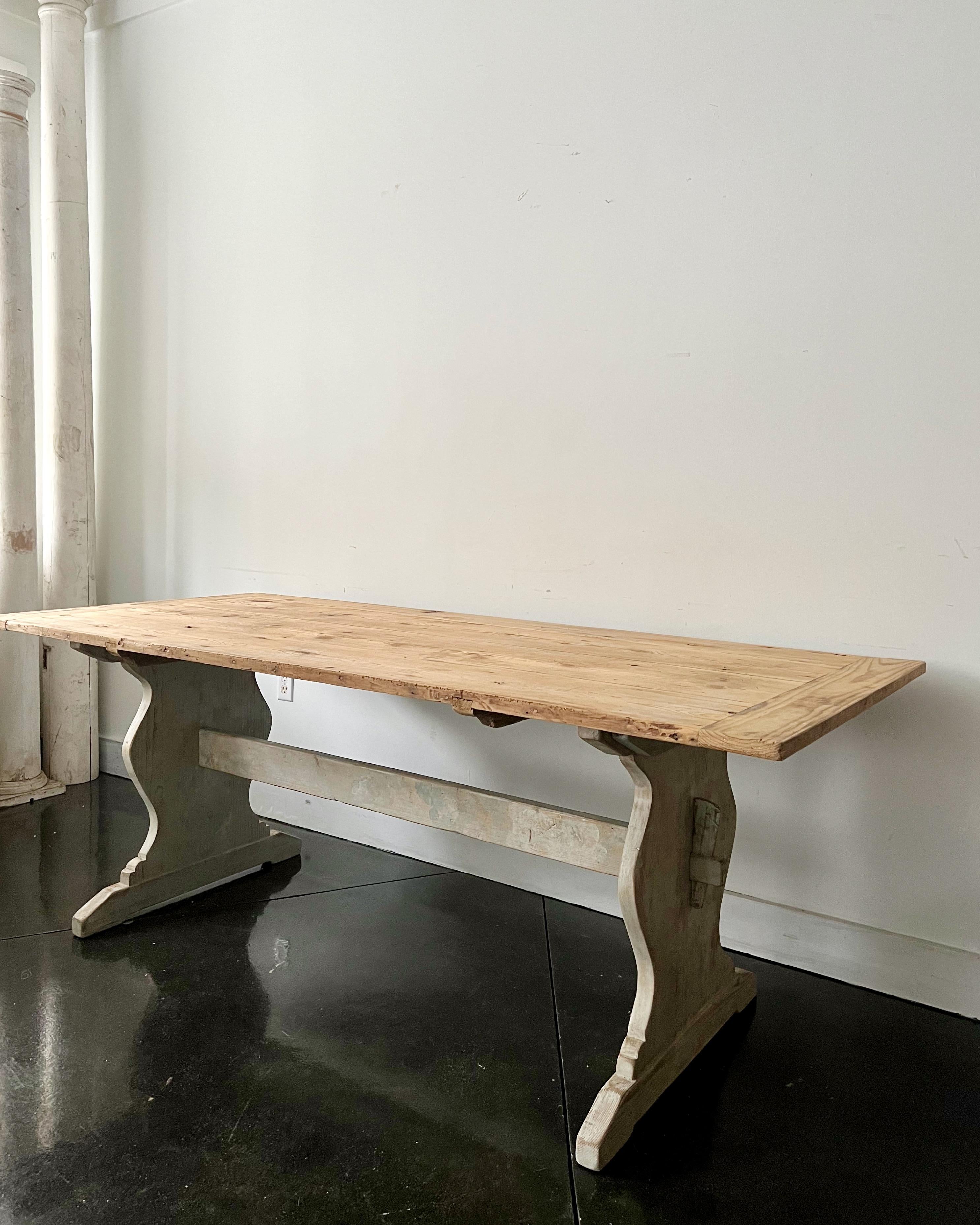 19th Century Swedish Trestle Table In Good Condition For Sale In Charleston, SC