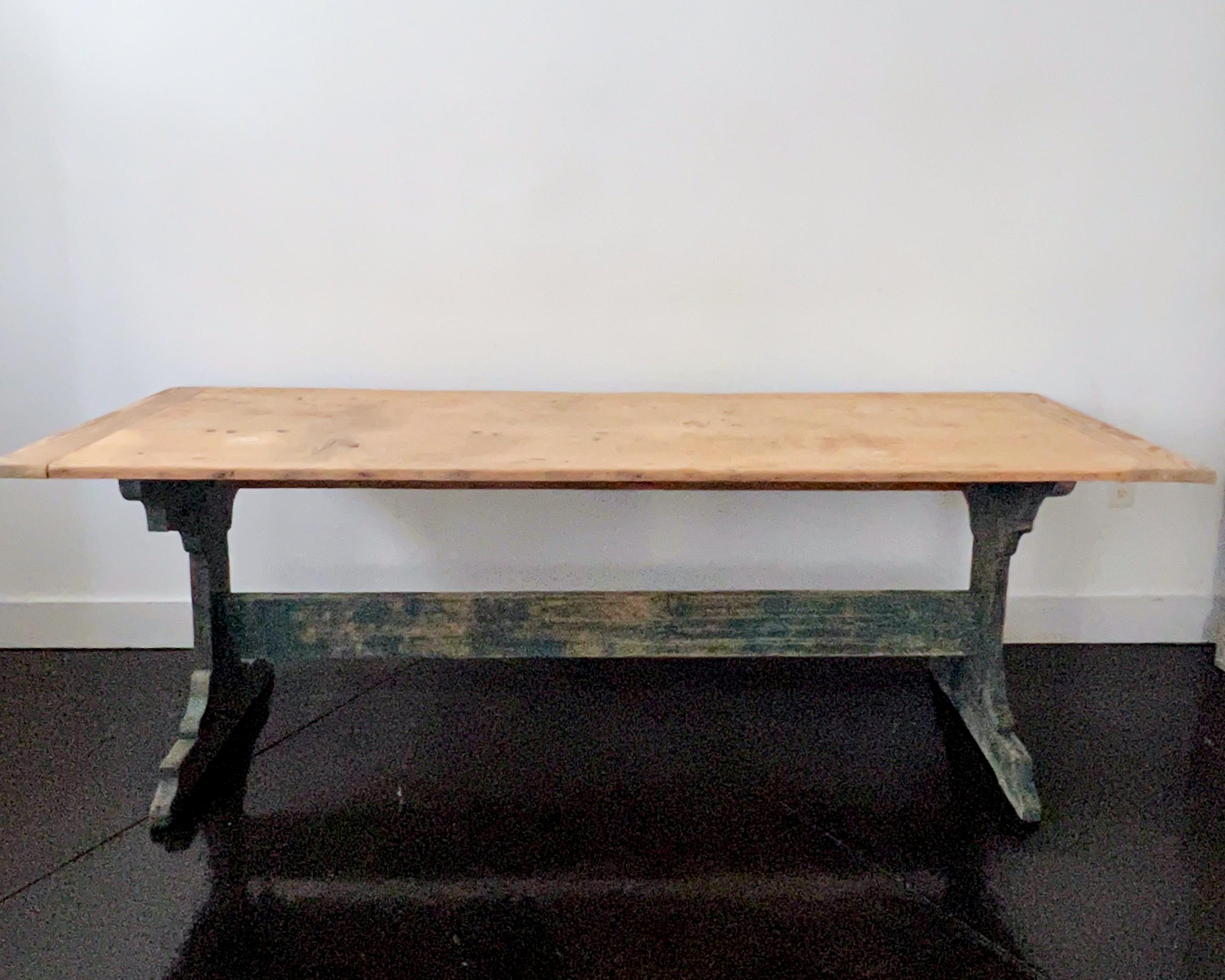 19th Century Swedish Trestle Table In Good Condition In Charleston, SC