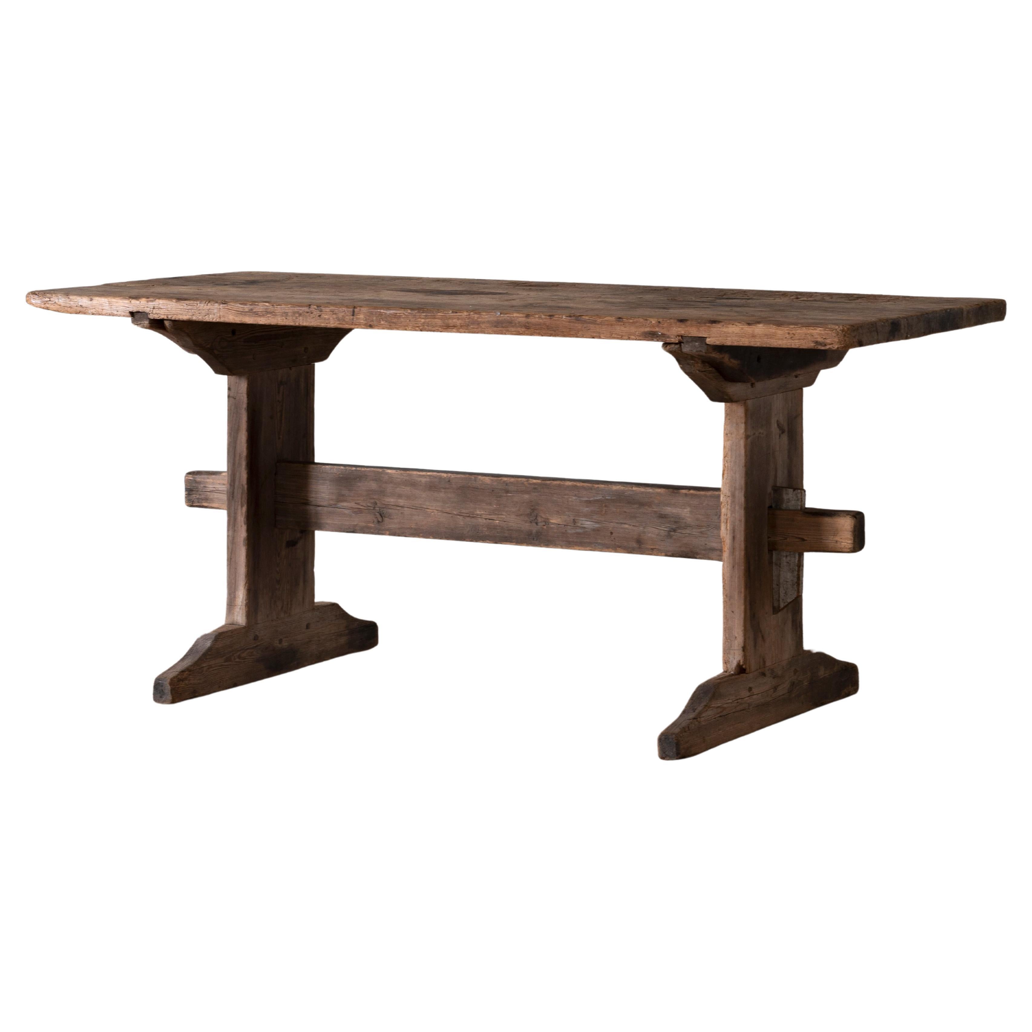 19th Century Swedish Trestle Table For Sale