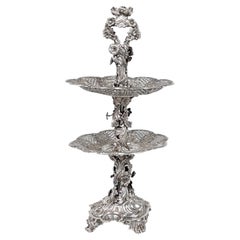 19th Century Swedish Two Tier Sterling Silver Dessert Stand