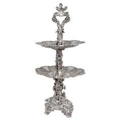 19th Century Swedish Two Tier Sterling Silver Dessert Stand