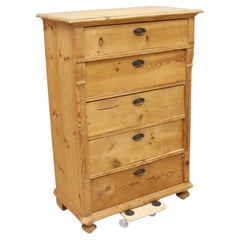19th Century Swedish Unfinished Pine Tall Chest of Drawers