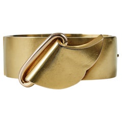 19th-century Swedish Victorian gold bangle stylized as a sash buckle.
