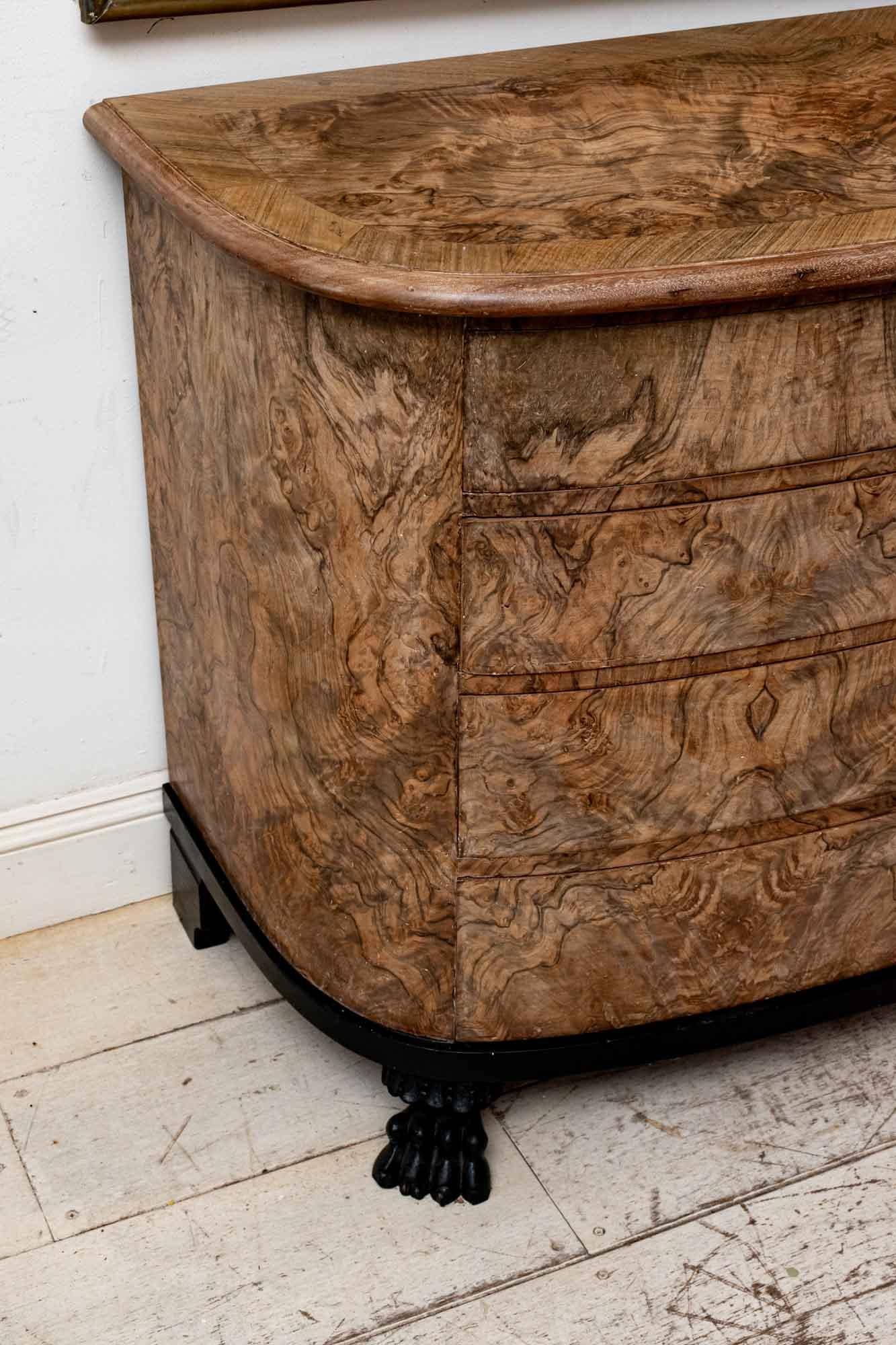 19th Century Swedish Walnut Commode Chest of Drawers Ebonised Lions Paw Feet In Good Condition In London, GB