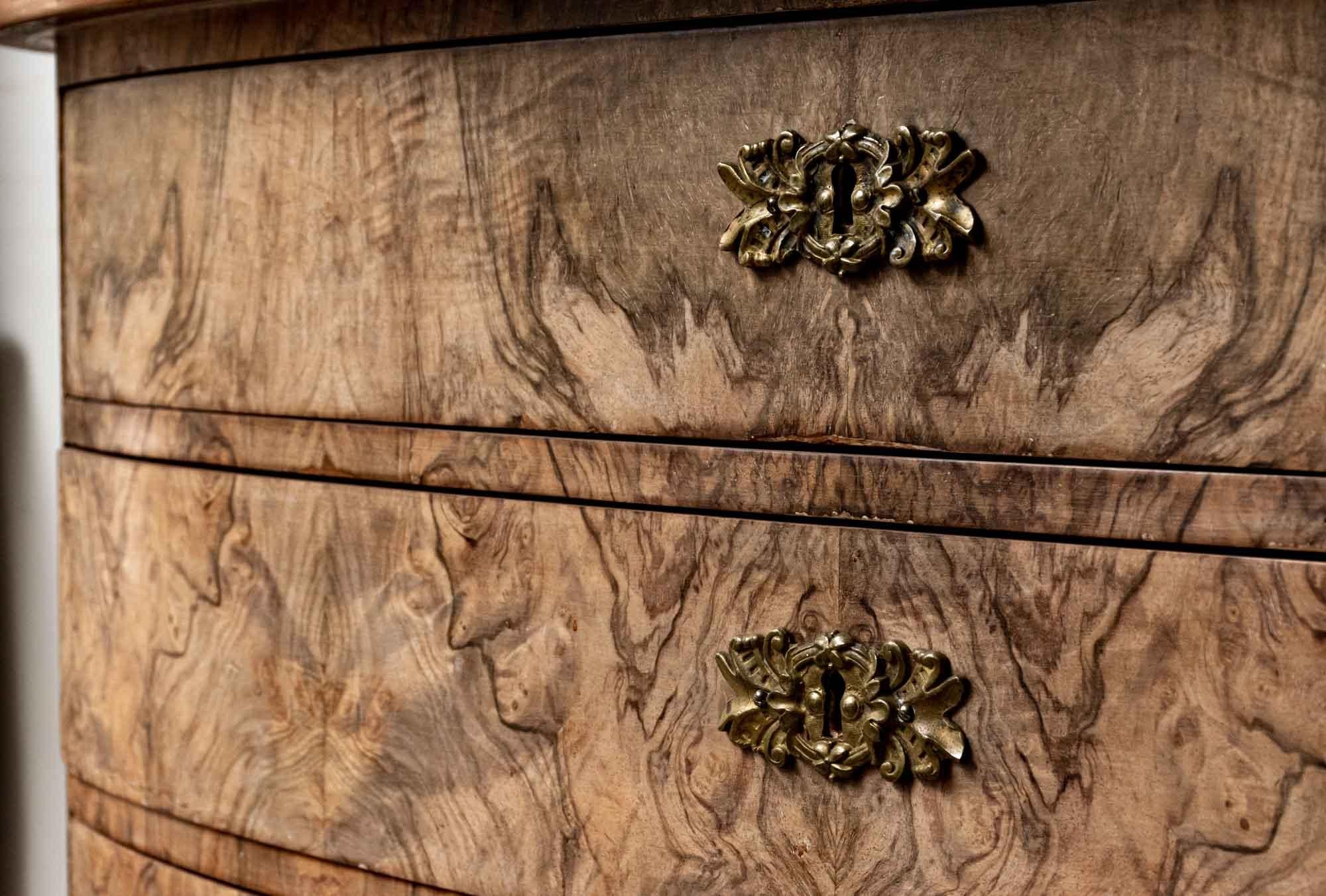 Early 19th Century 19th Century Swedish Walnut Commode Chest of Drawers Ebonised Lions Paw Feet