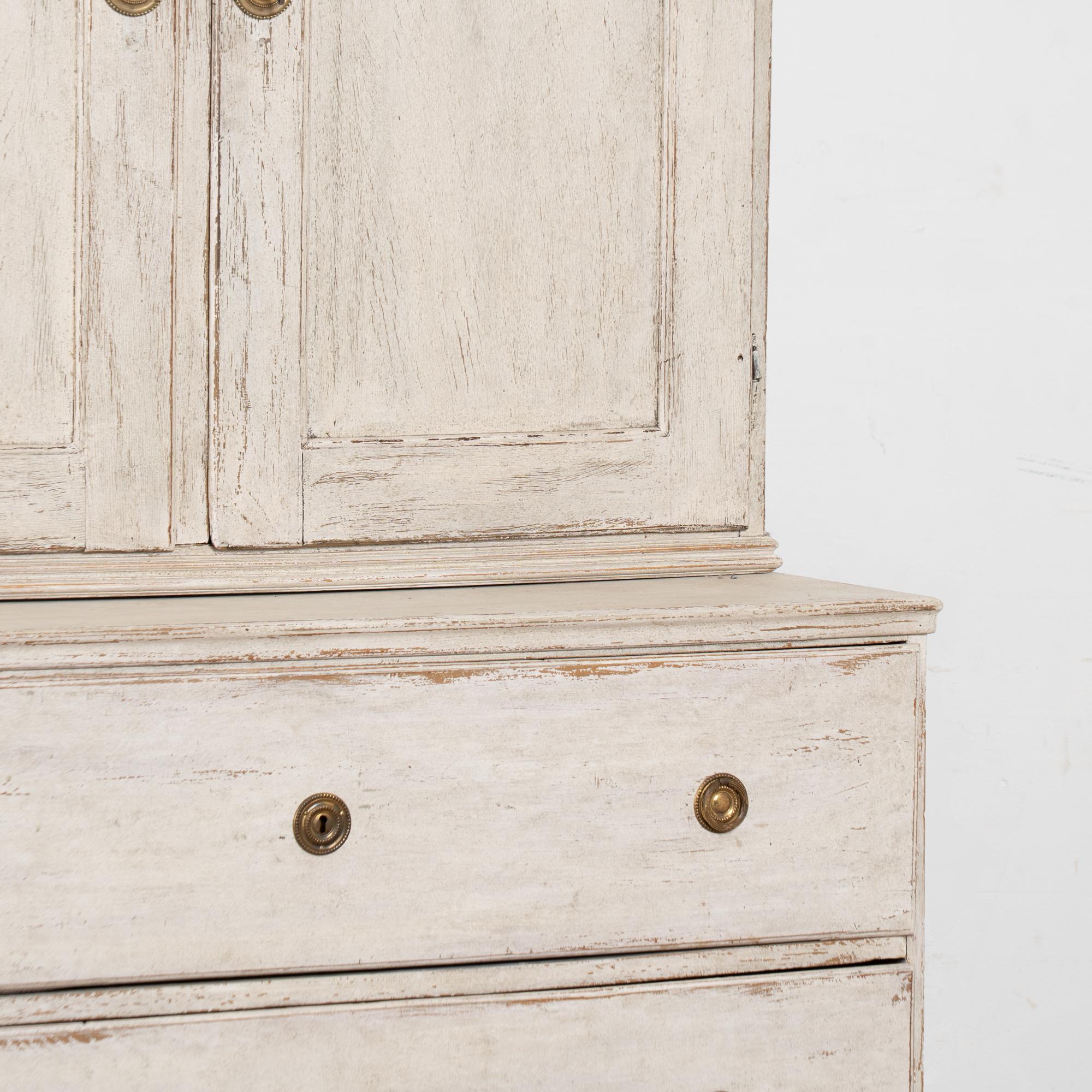 19th Century Swedish White Cabinet Cupboard with Drawers For Sale 1