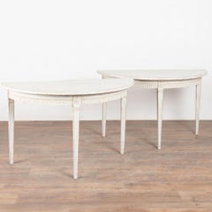 19th Century Swedish White Demi Lune Console Tables