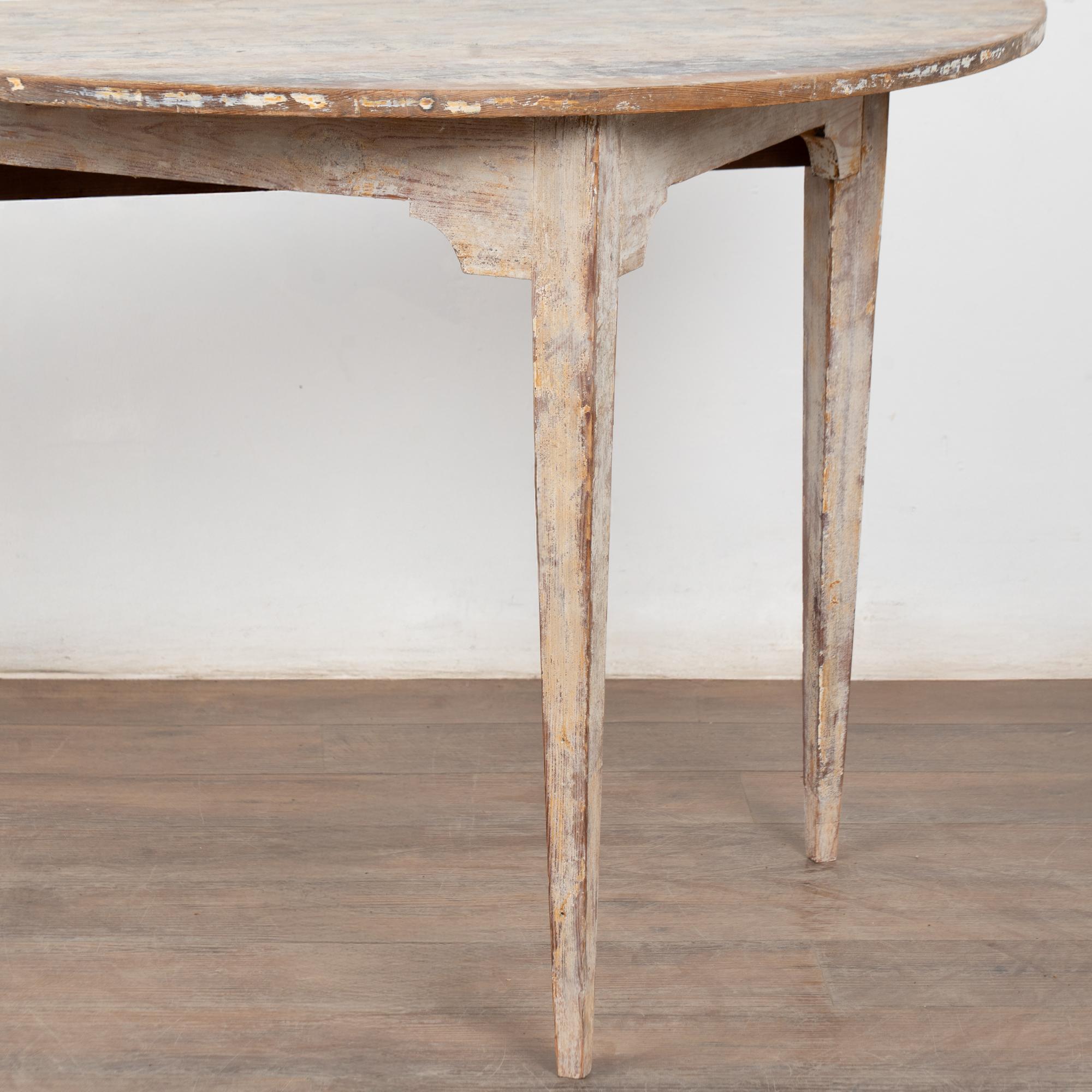 19th Century Swedish White Demi Lune Side Table Console For Sale 6