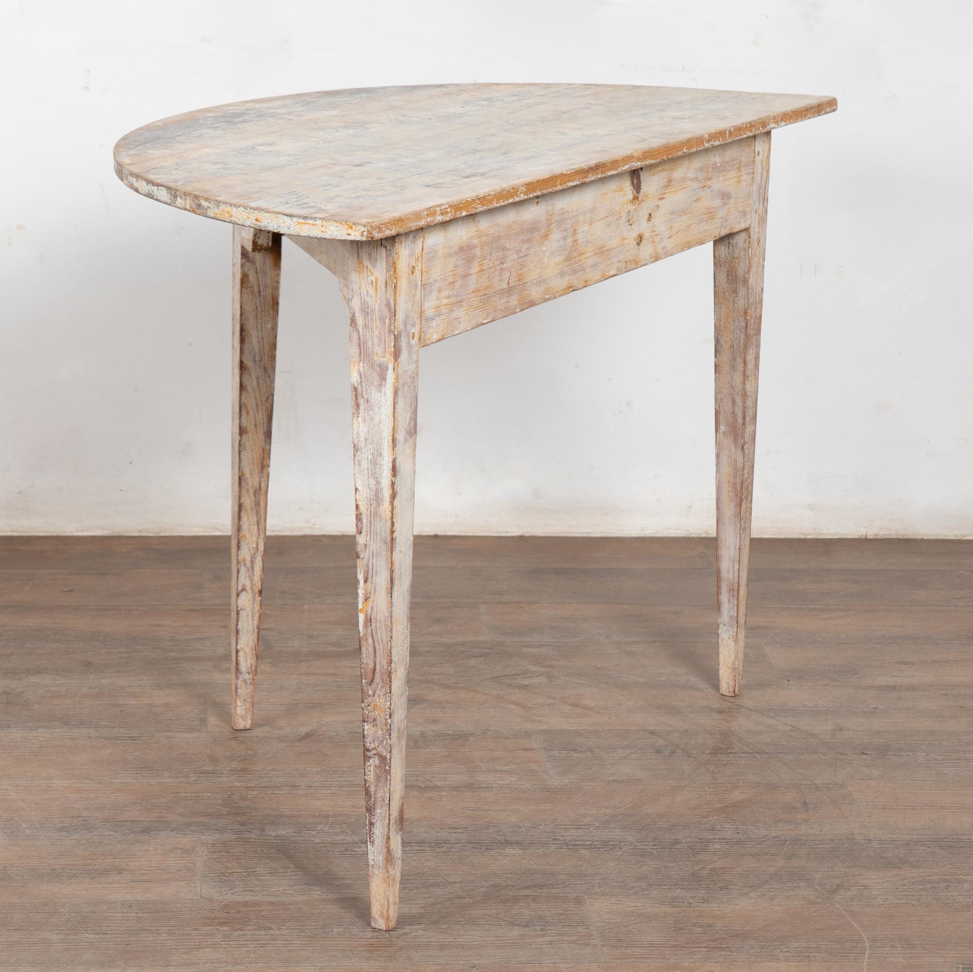 19th Century Swedish White Demi Lune Side Table Console For Sale 7