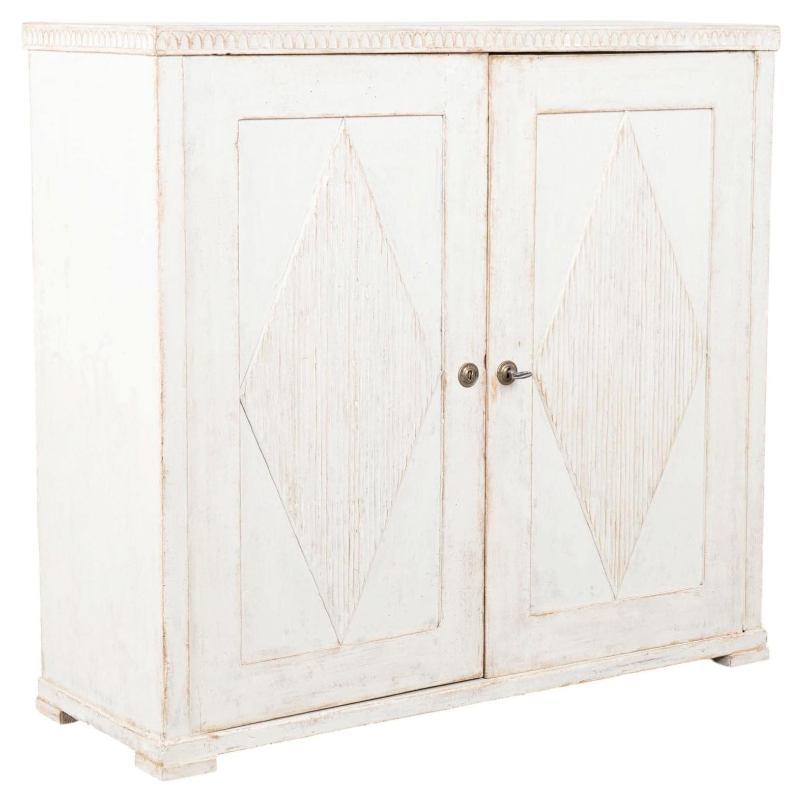 19th Century Swedish White Gustavian Cabinet Sideboard