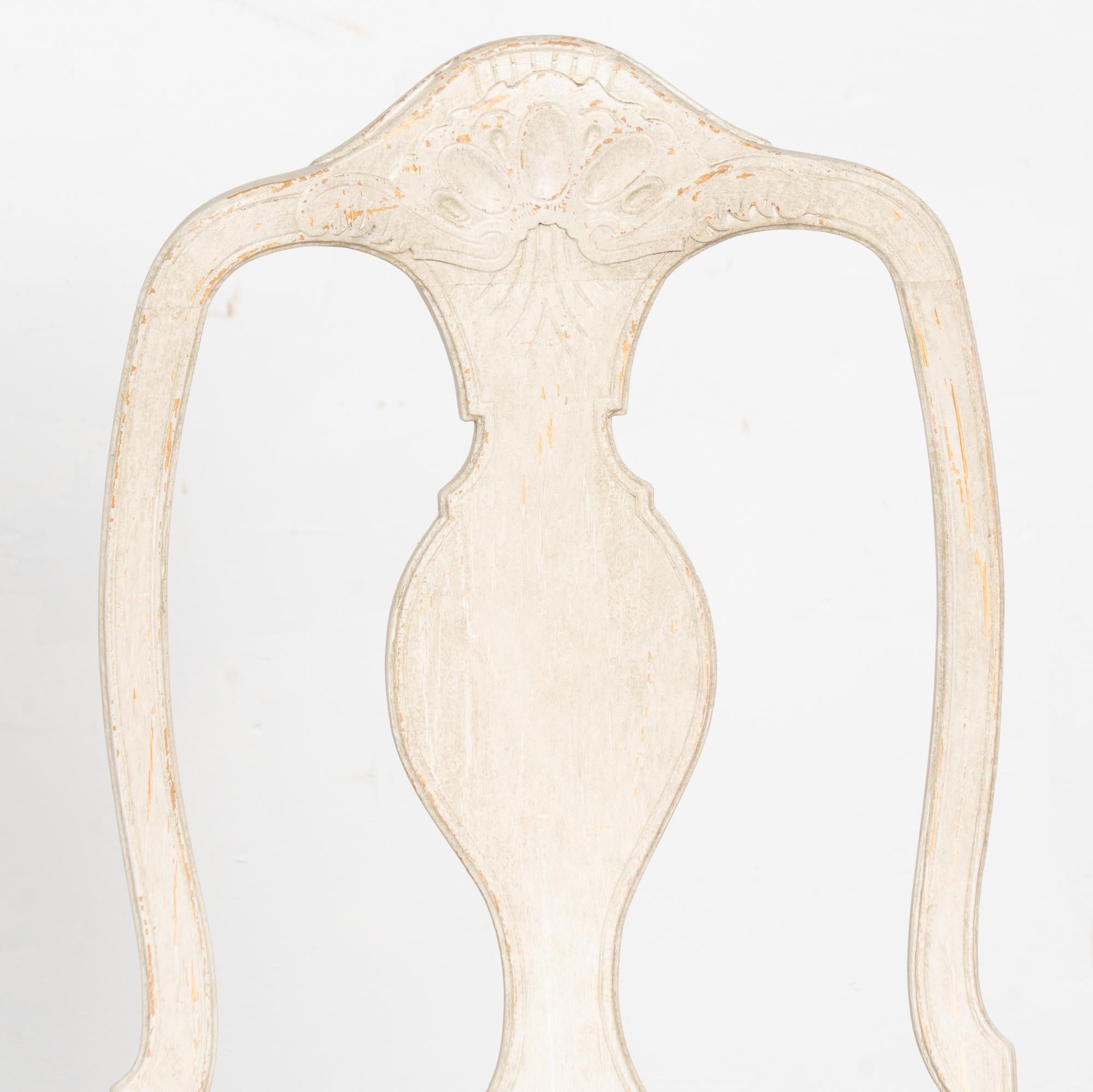 19th Century Swedish White Gustavian Dining Chairs, Set of 10 (Schwedisch) im Angebot