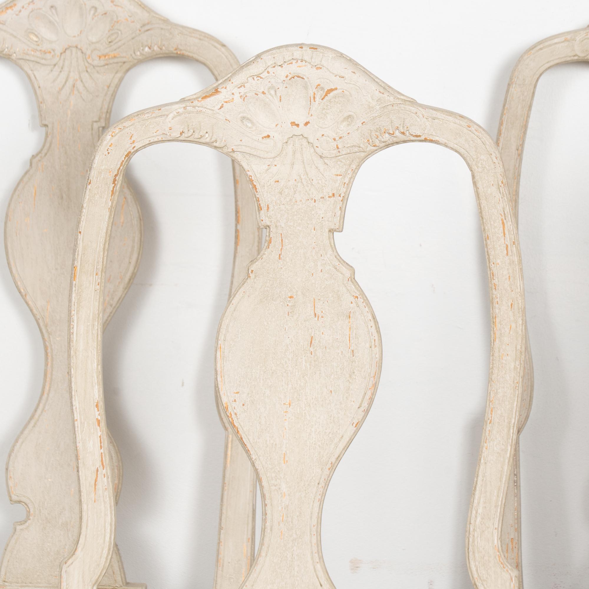 19th Century Swedish White Gustavian Dining Chairs, Set of 10 (Stoff) im Angebot