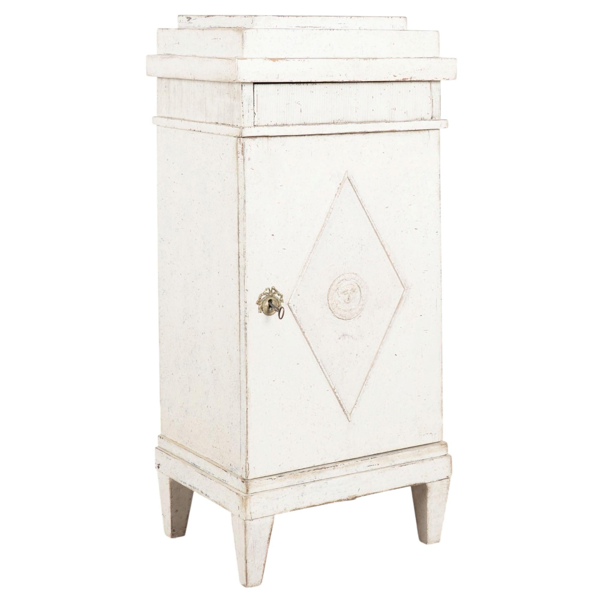 19th Century Swedish White Gustavian Narrow Cabinet