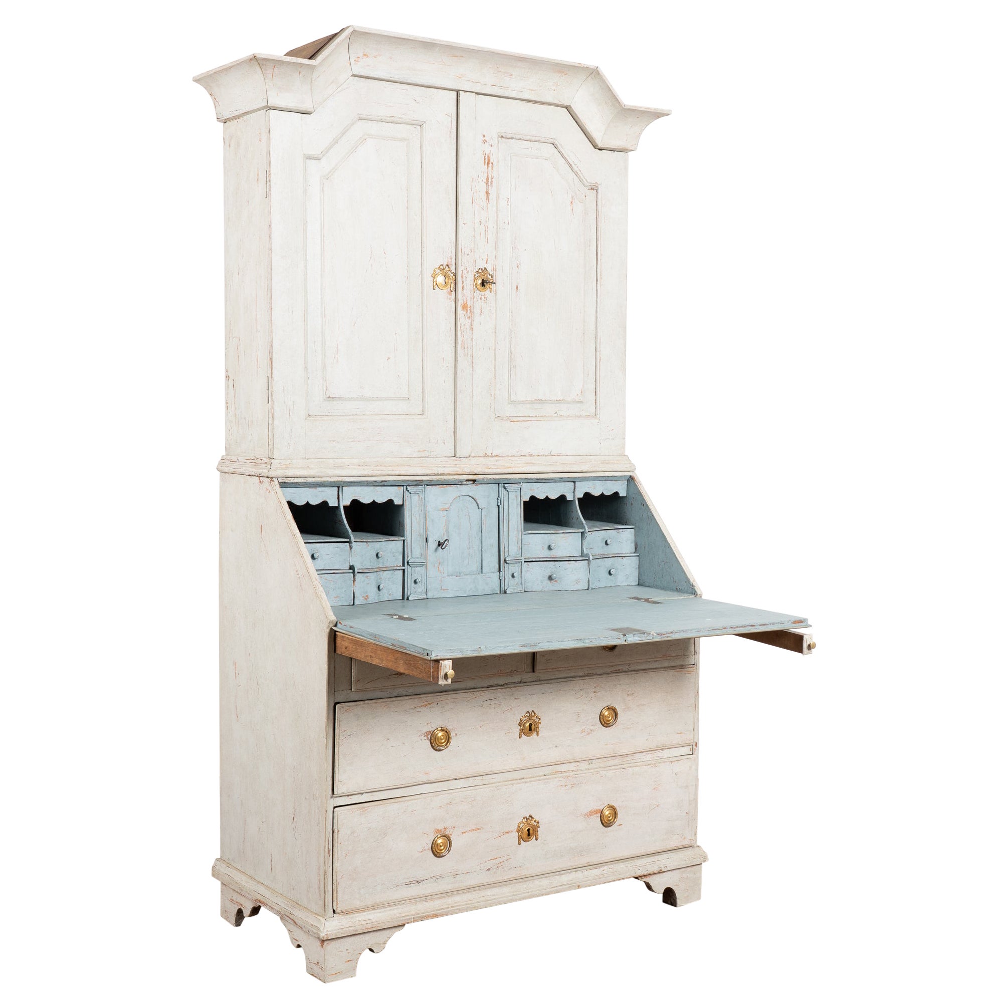 19th Century Swedish White Gustavian Pine Secretary For Sale