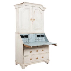 19th Century Swedish White Gustavian Pine Secretary