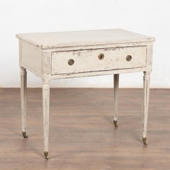19th Century Swedish White Gustavian Side Table with Drawer