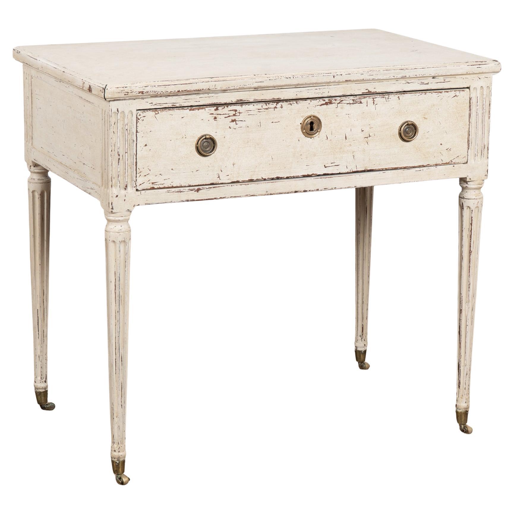 19th Century Swedish White Gustavian Side Table with Drawer