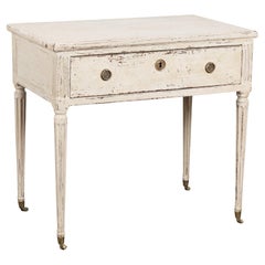 19th Century Swedish White Gustavian Side Table with Drawer