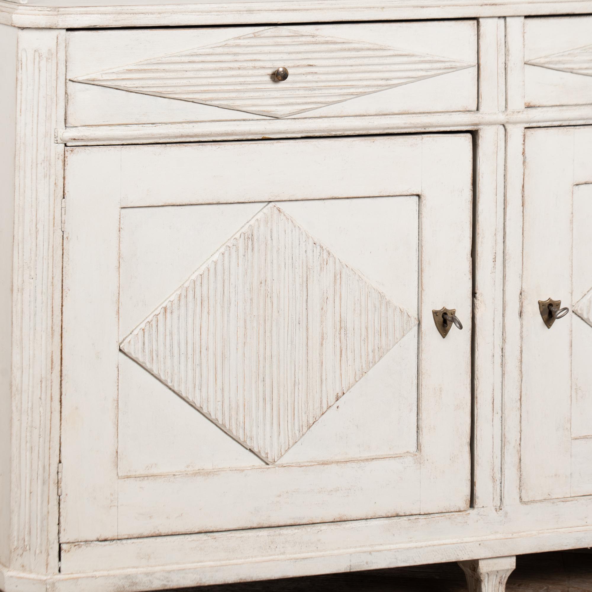 19th Century Swedish White Gustavian Sideboard Buffet For Sale 8