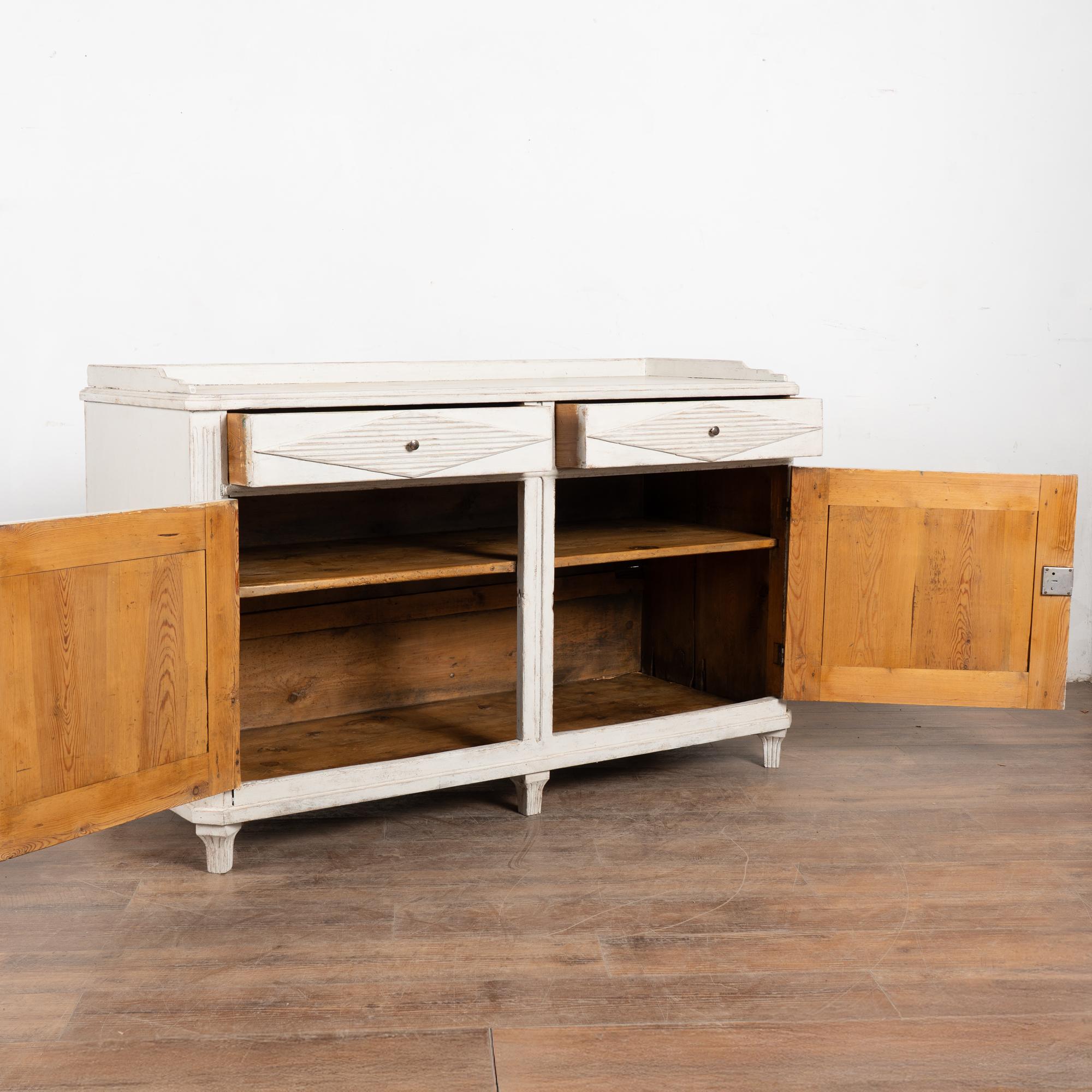 19th Century Swedish White Gustavian Sideboard Buffet In Fair Condition For Sale In Round Top, TX