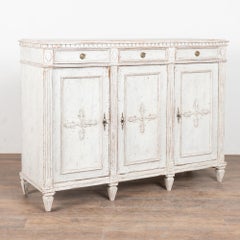 19th Century Swedish White Painted Gustavian Tall Sideboard