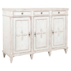 19th Century Swedish White Painted Gustavian Tall Sideboard