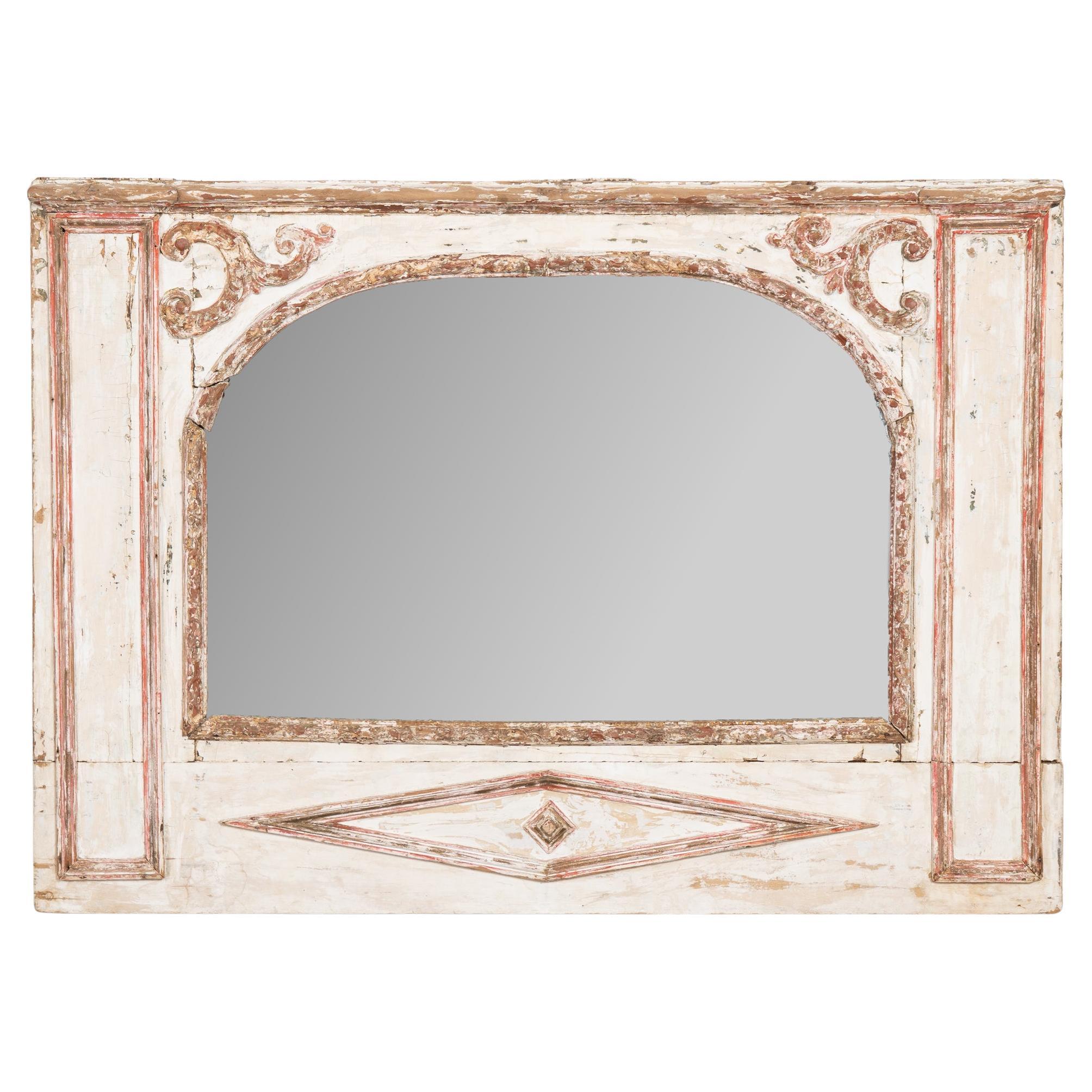 19th Century Swedish White Painted Horizontal Mirror For Sale