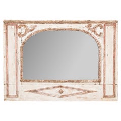 Miroir horizontal suédois du 19e siècle peint en blanc