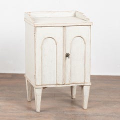 19th Century Swedish White Painted Pine Nightstand Small Narrow Cabinet