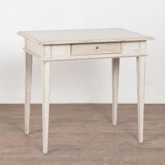 19th Century Swedish White Painted Pine Side Table with Single Drawer