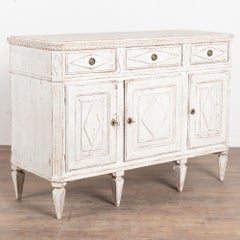 19th Century Swedish White Painted Pine Sideboard Buffet