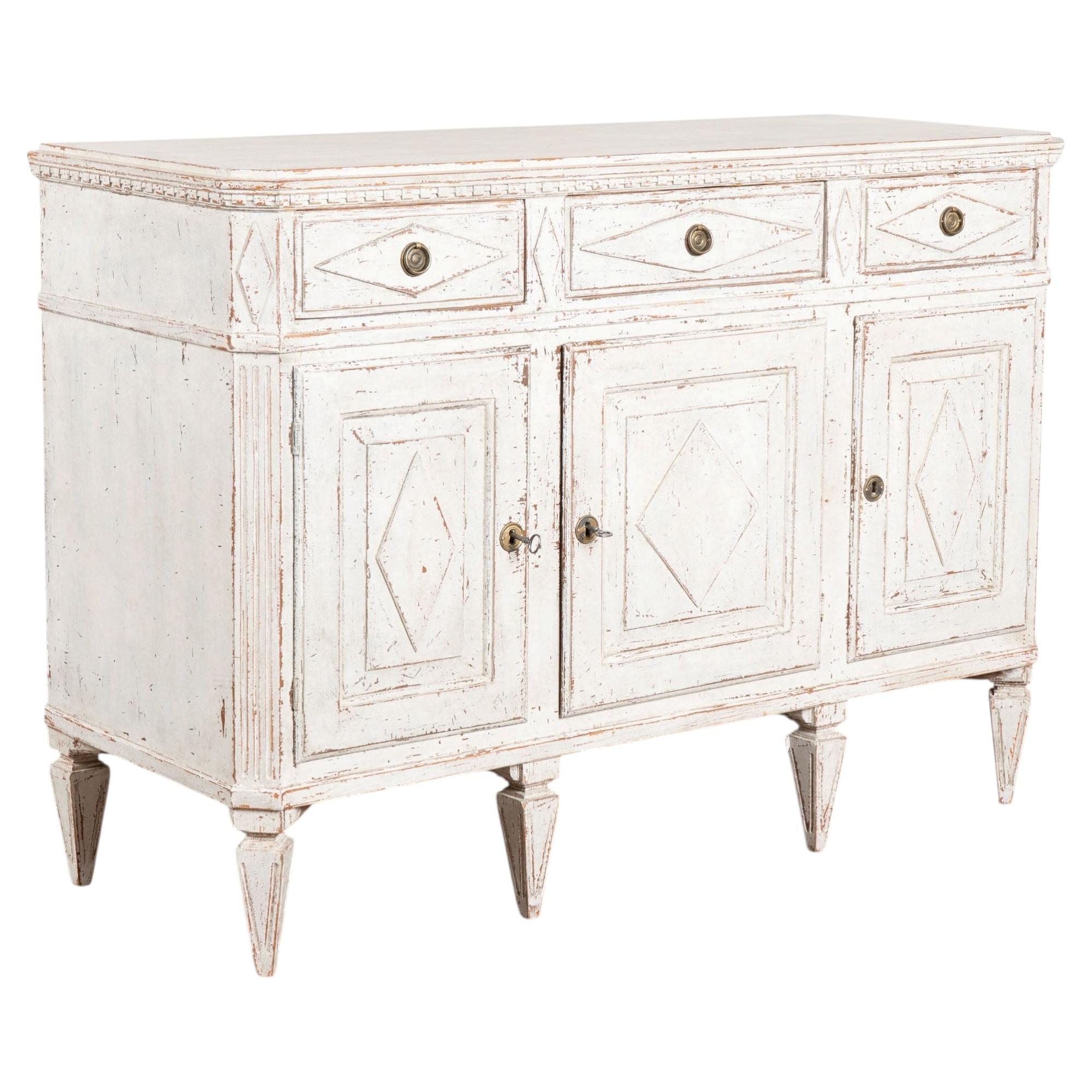 19th Century Swedish White Painted Pine Sideboard Buffet