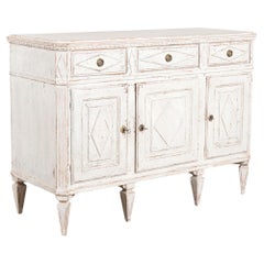 19th Century Swedish White Painted Pine Sideboard Buffet
